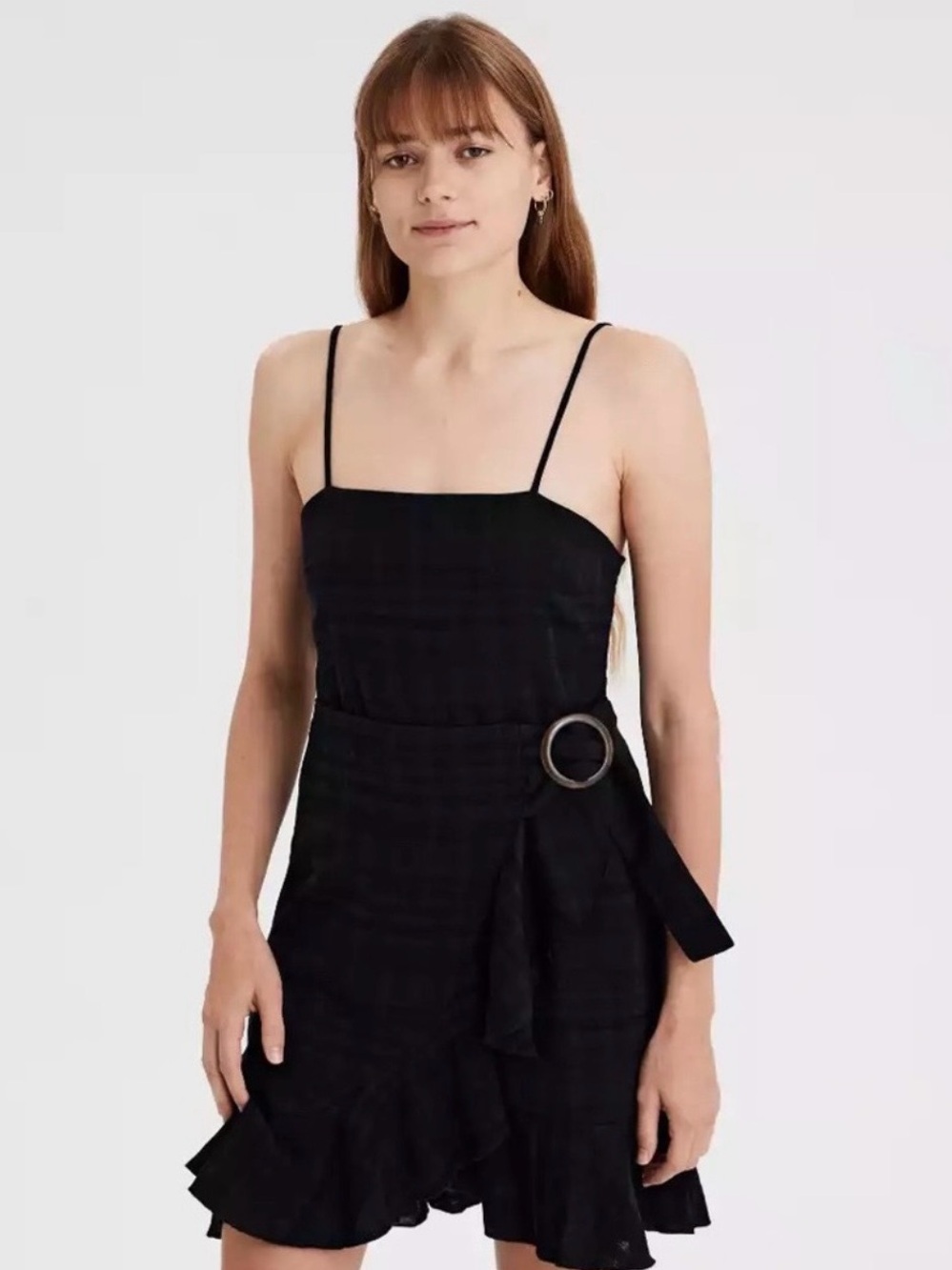 American Eagle Outfitters Sleveless Faux Wrap Mini Dress in Black